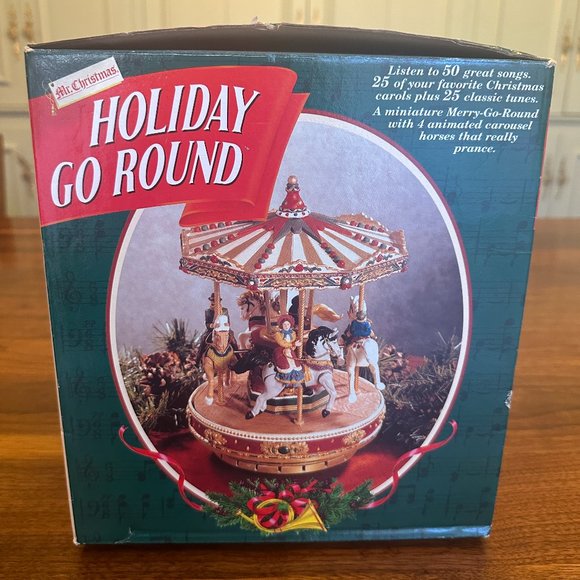 VTG 1996 Mr. Christmas Holiday Go Round Musical Carousel 50 Songs! PRISTINE! IOB - Picture 2 of 13
